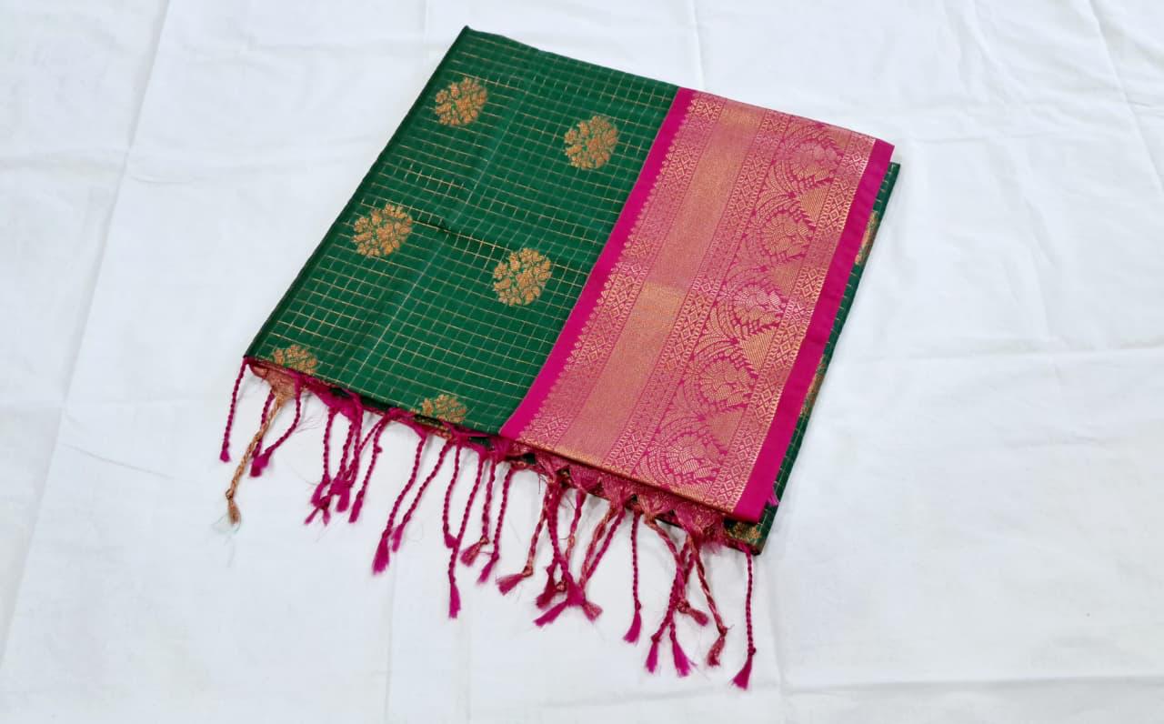 Bottle Green Kanchi Soft Silk Saree