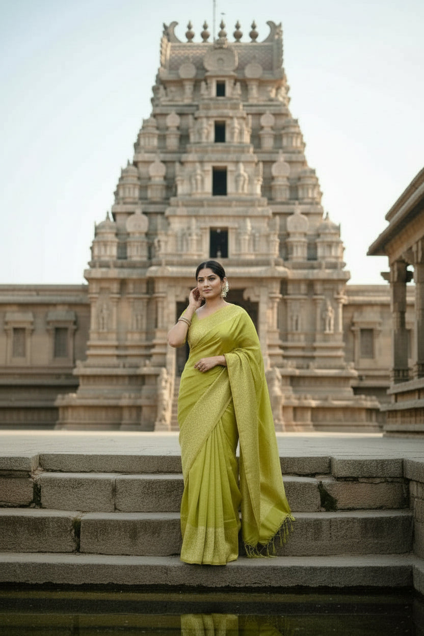 Elegant Green Raw Silk Saree