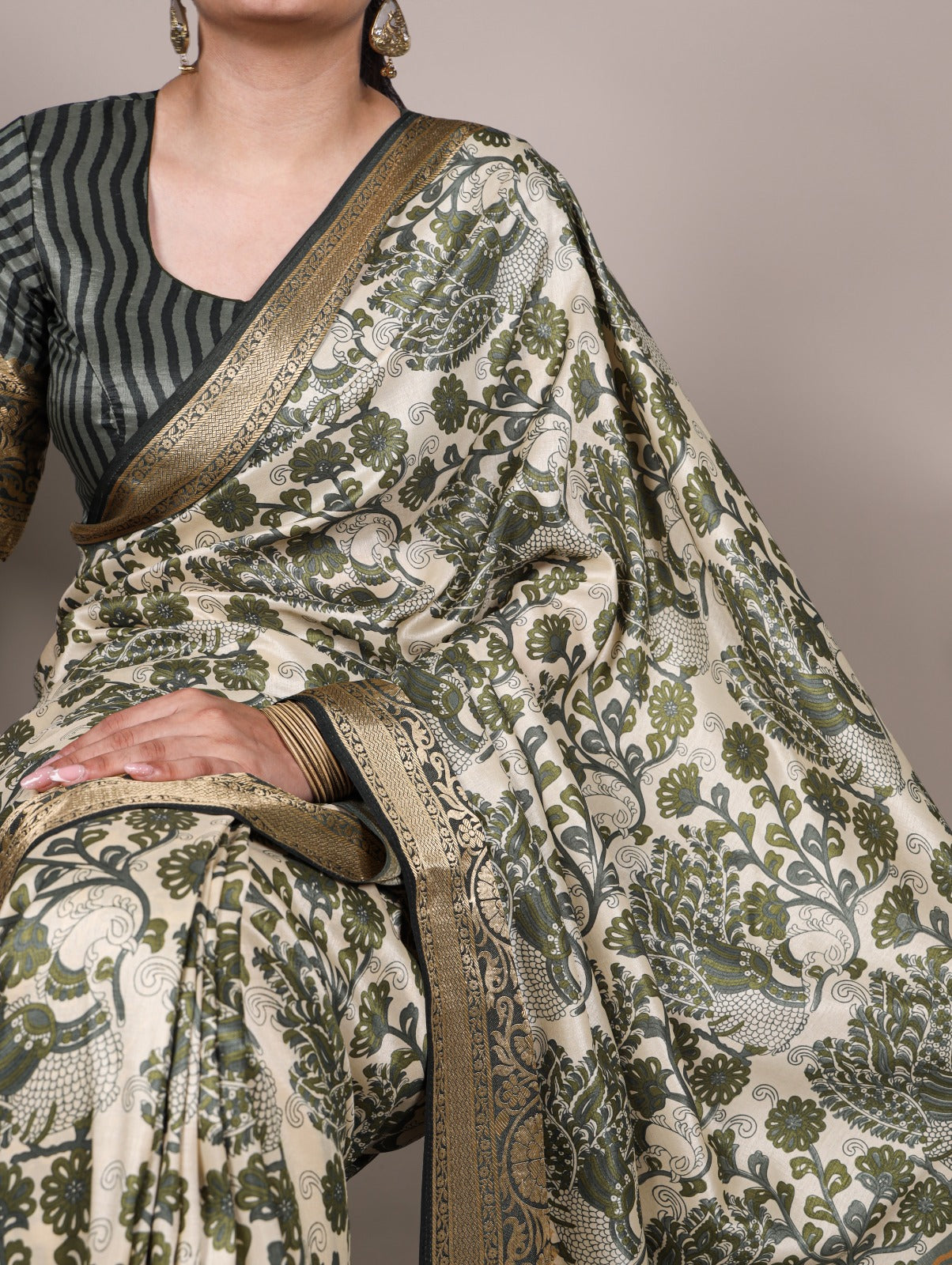 Green Tussar Saree