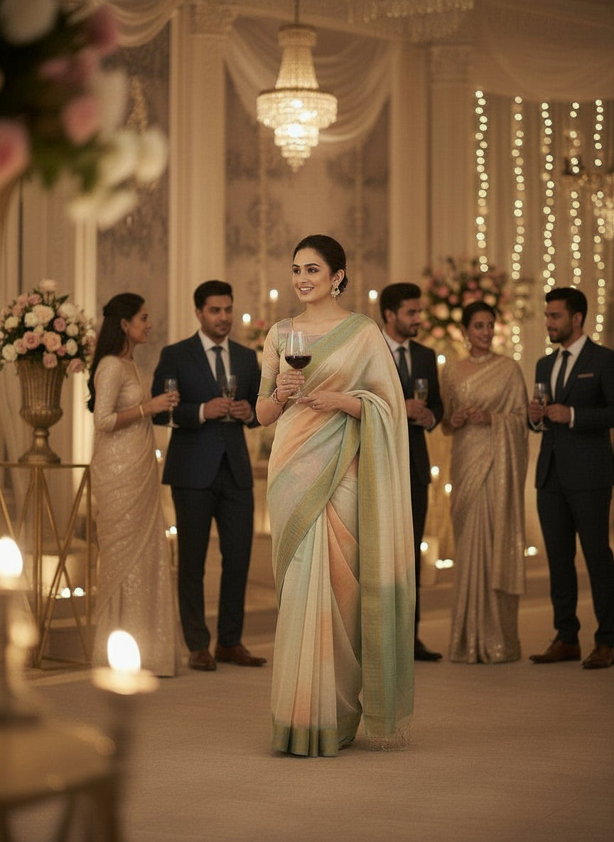 Ivory Organza Saree