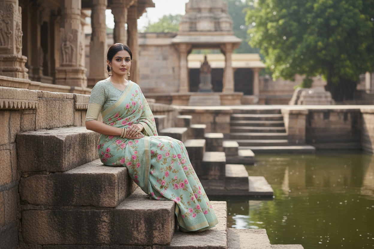 Kota Banarasee Light Blue Saree