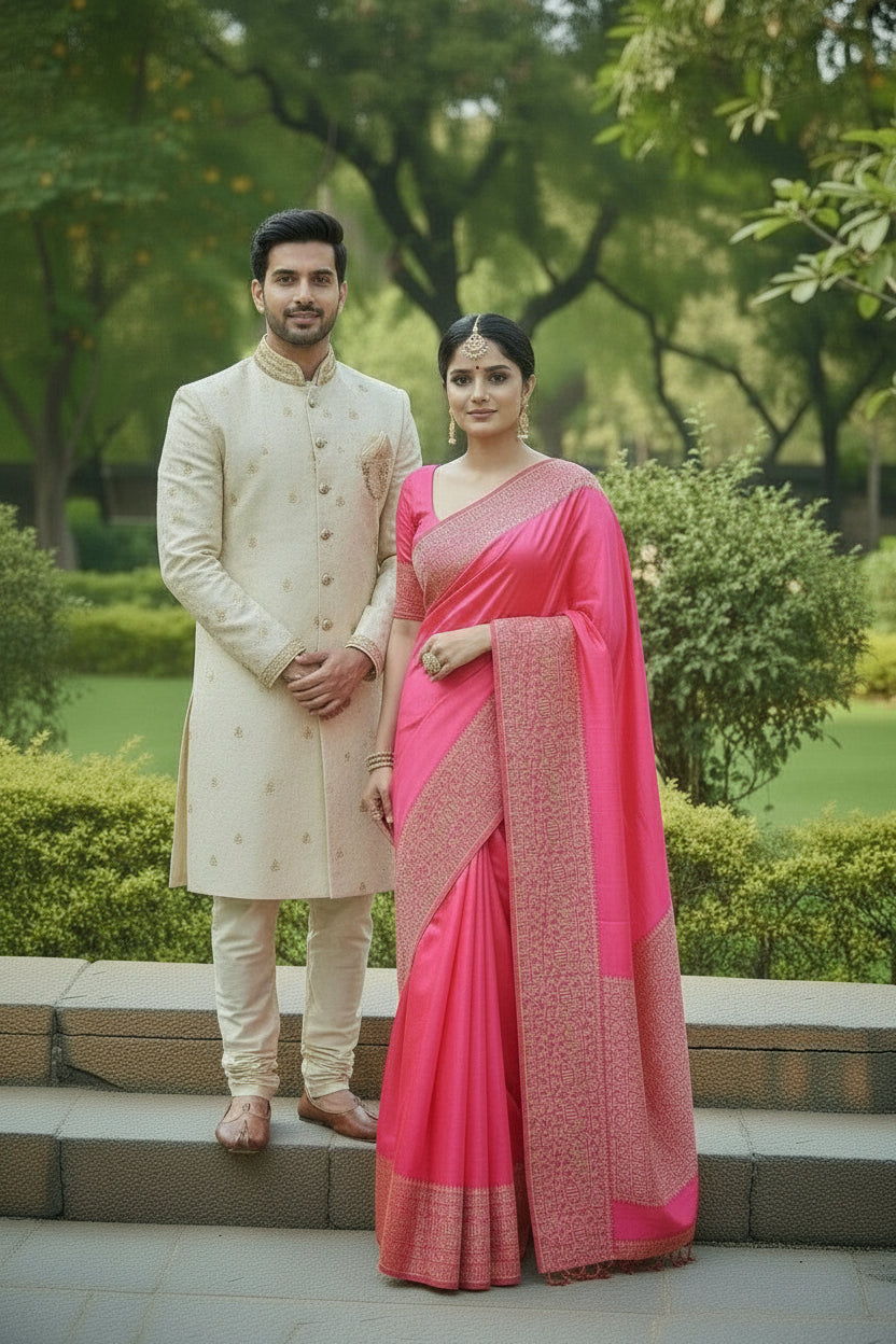 Light Pink Raw Silk Saree