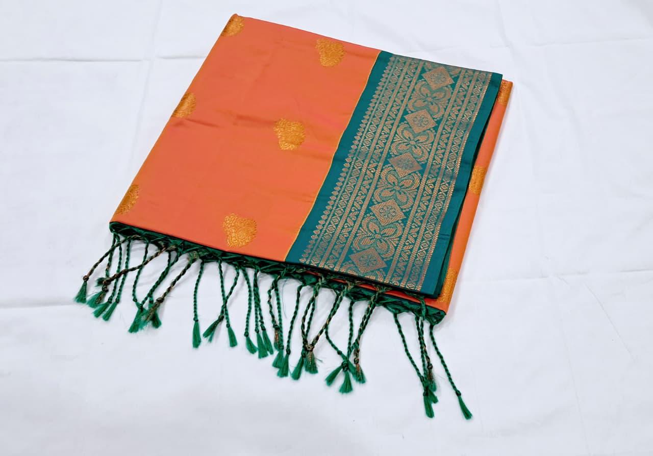 Orange Kanchi Soft Silk Saree