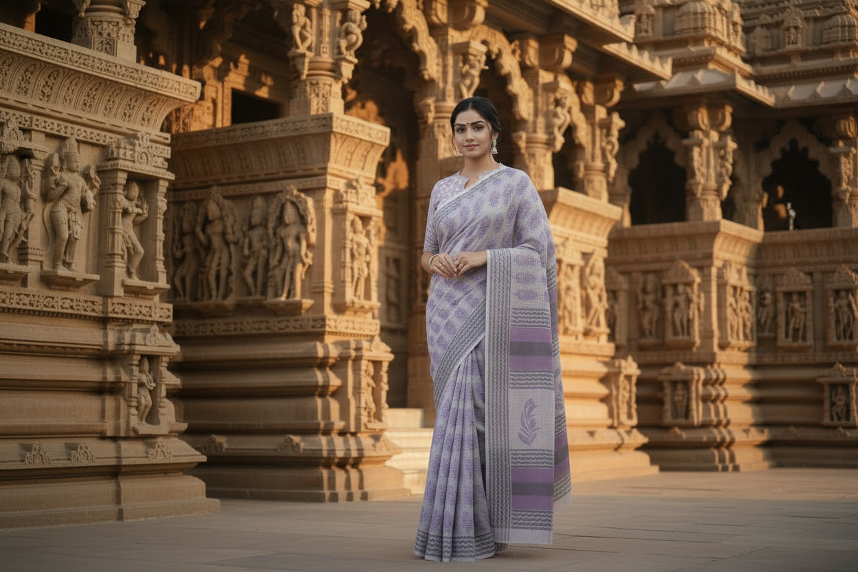 Pastel Purple Kota Saree