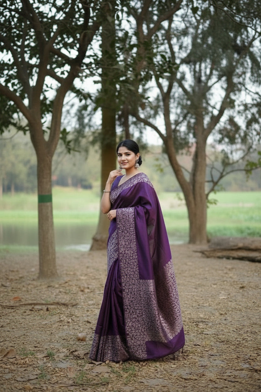Purple Raw Silk Saree