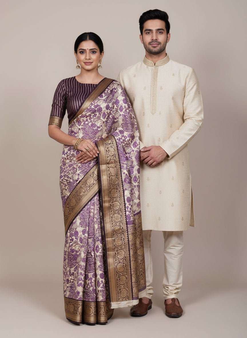 Purple Tussar Saree