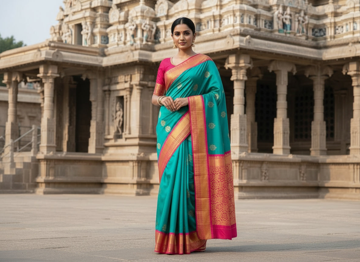 Rama Green Kanchi Soft Silk Saree