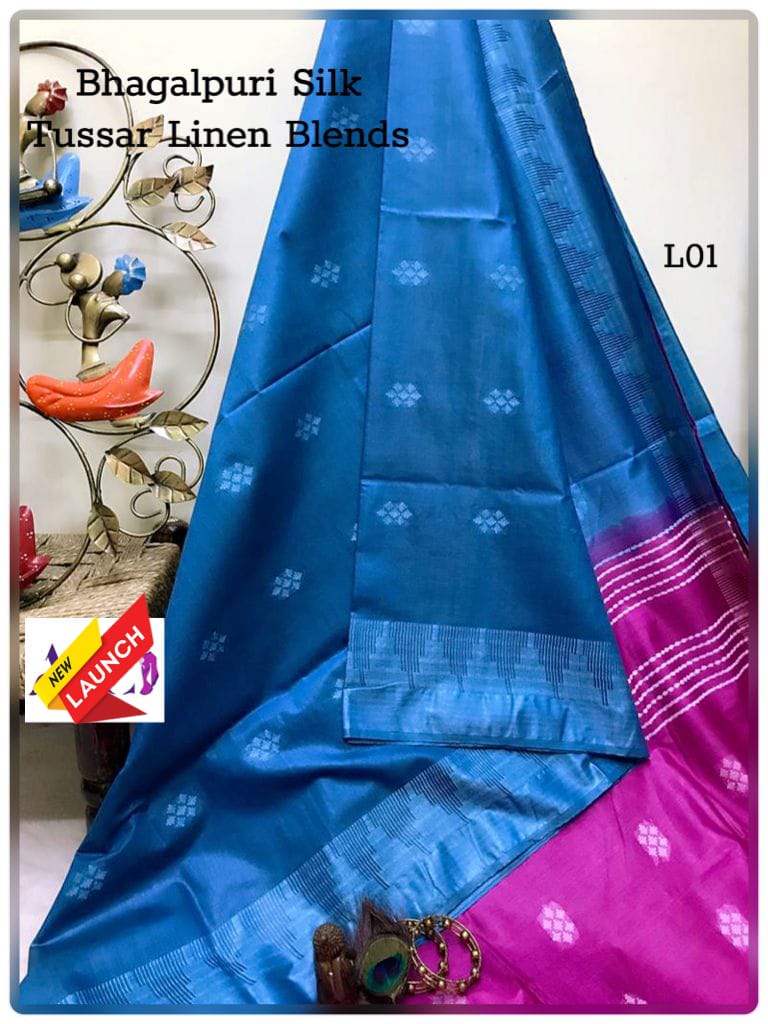 Tussar Linen Blue