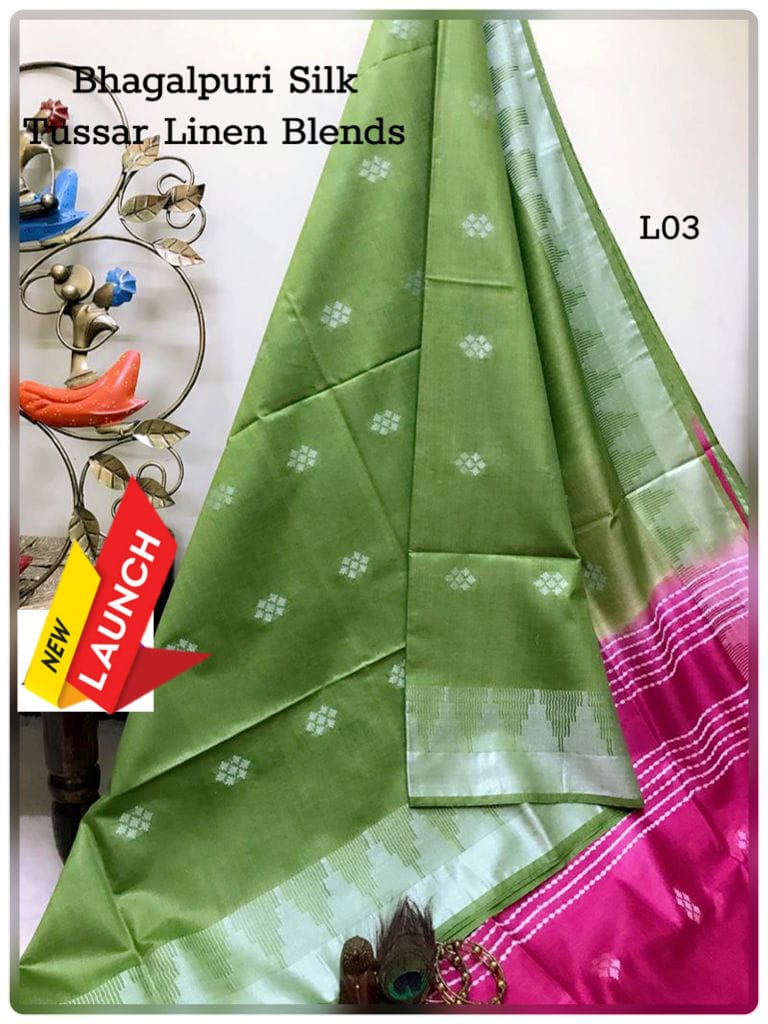 Tussar Linen Green