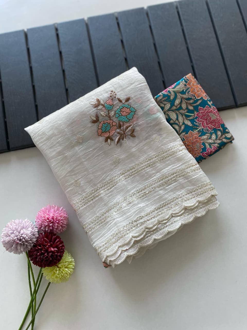 Premium Organza with Printed Kalamkari Blouse