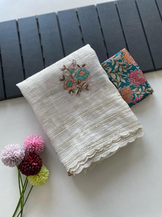 Premium Organza with Printed Kalamkari Blouse