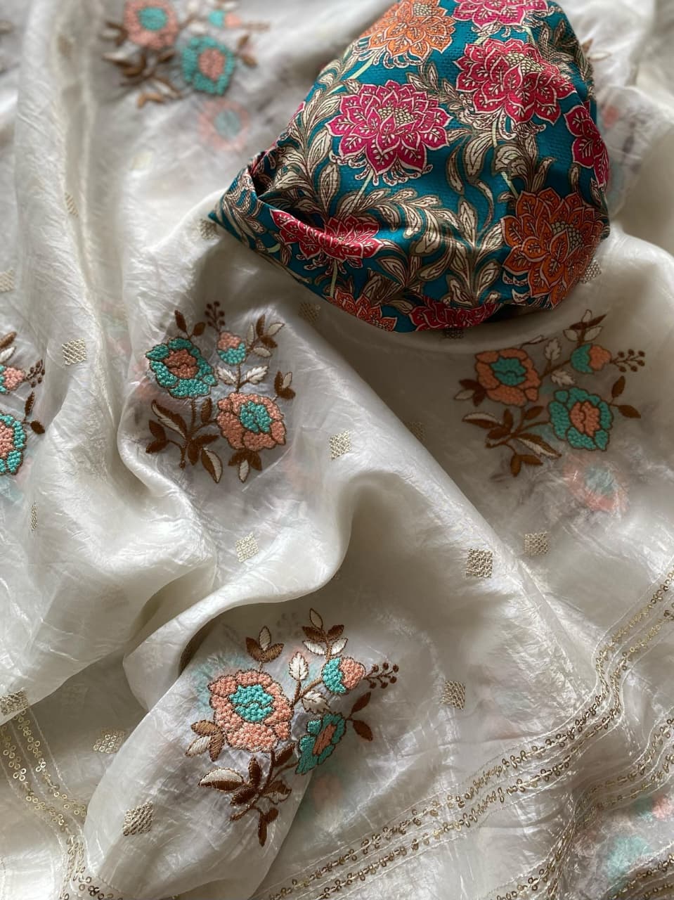 Premium Organza with Printed Kalamkari Blouse