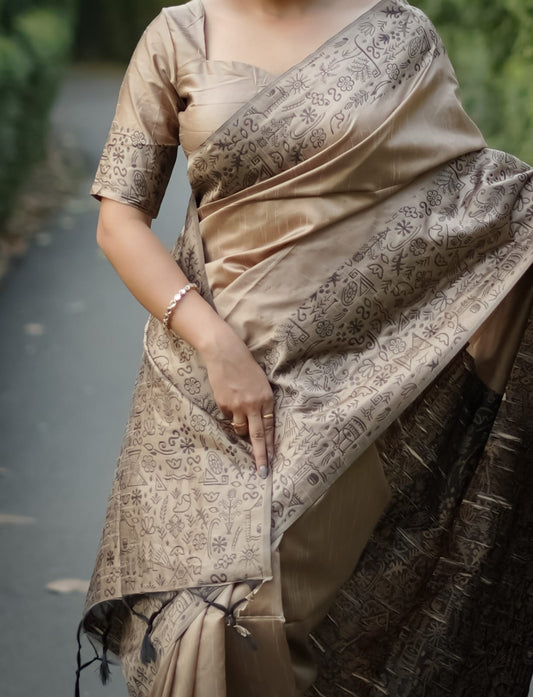 Copper Raw Silk Saree