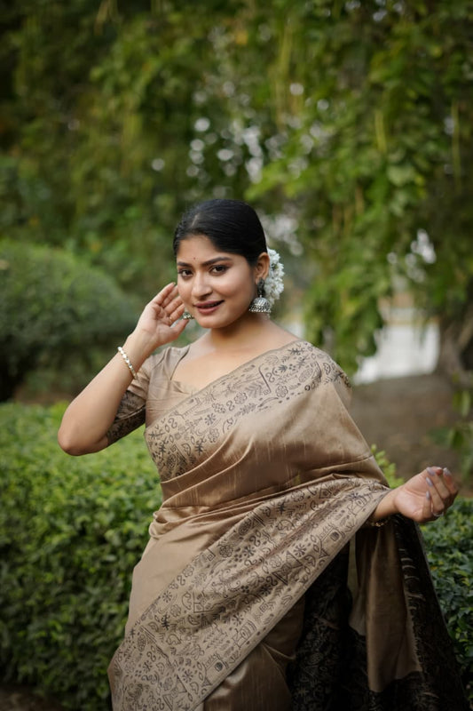 Copper Raw Silk Saree