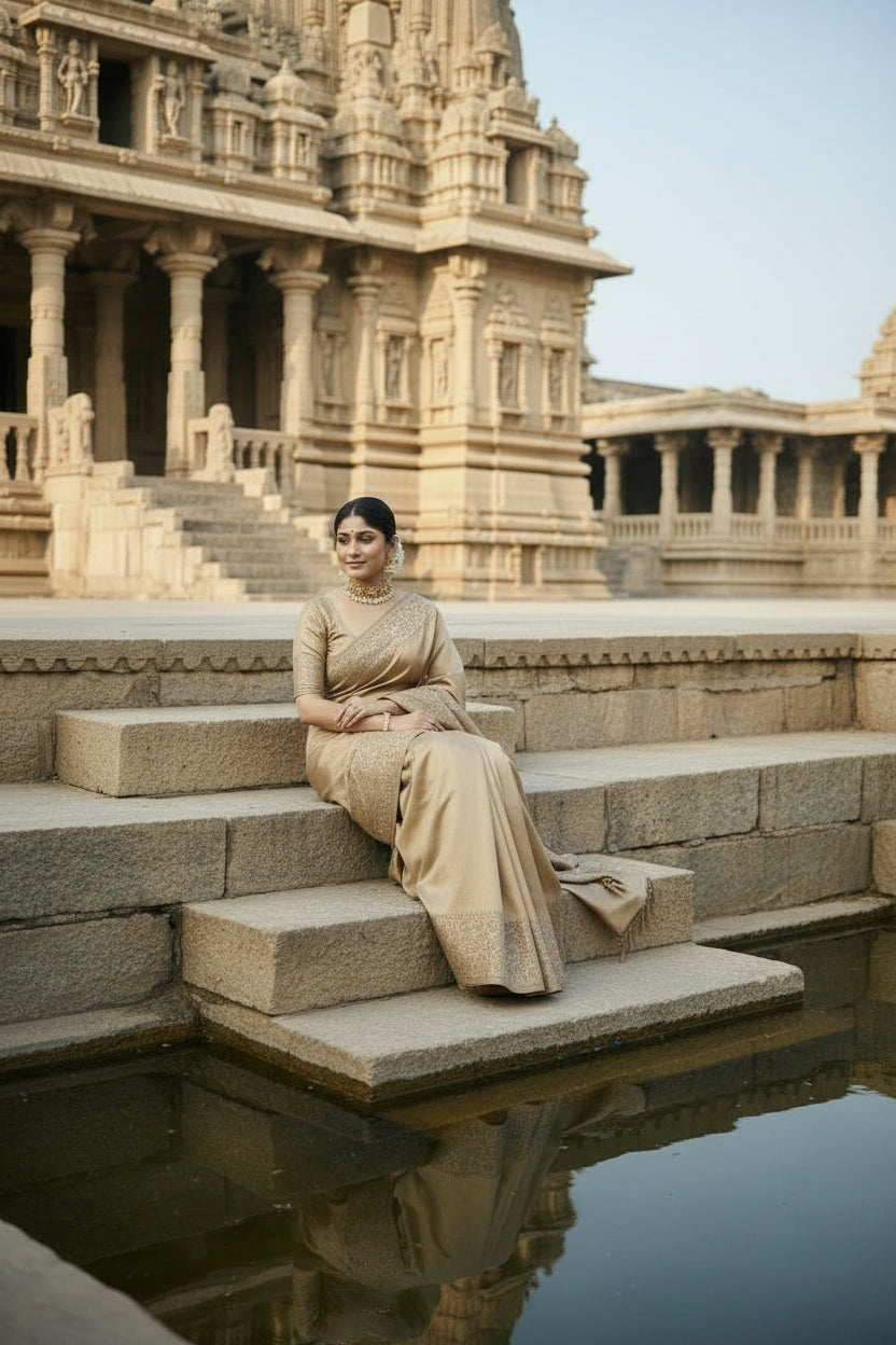 Copper Raw Silk Saree