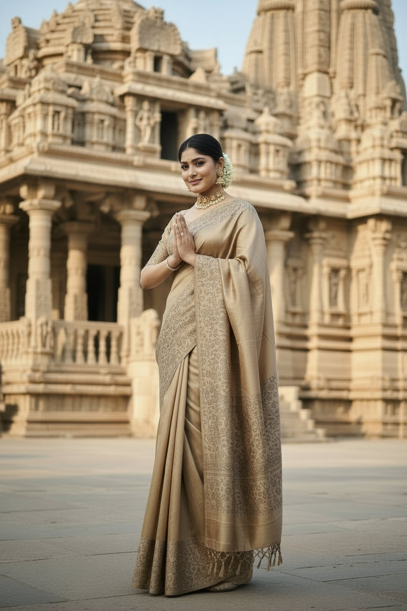 Copper Raw Silk Saree