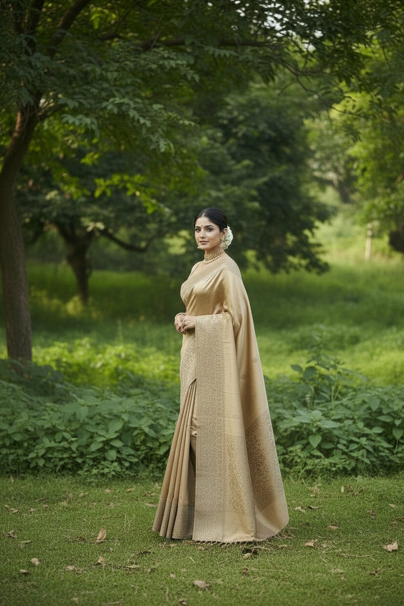 Copper Raw Silk Saree