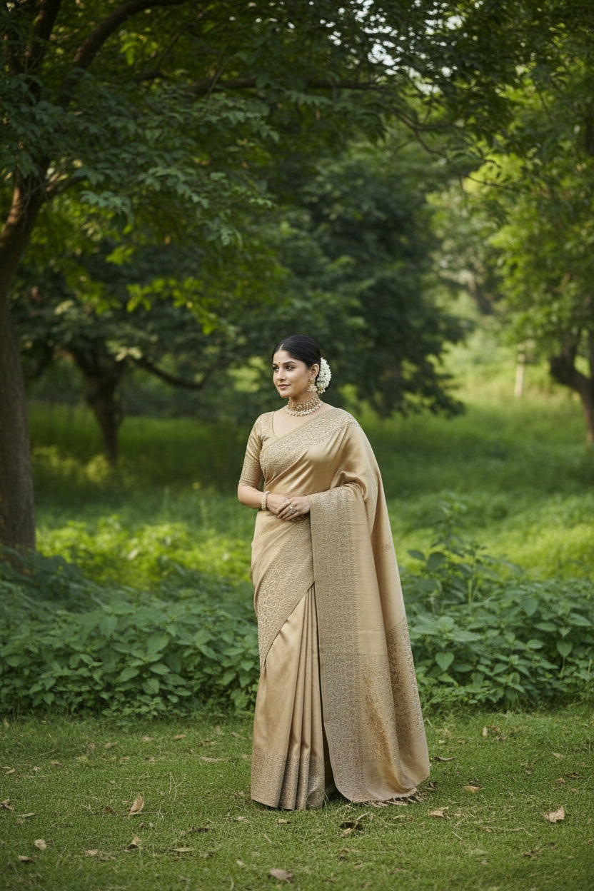 Copper Raw Silk Saree