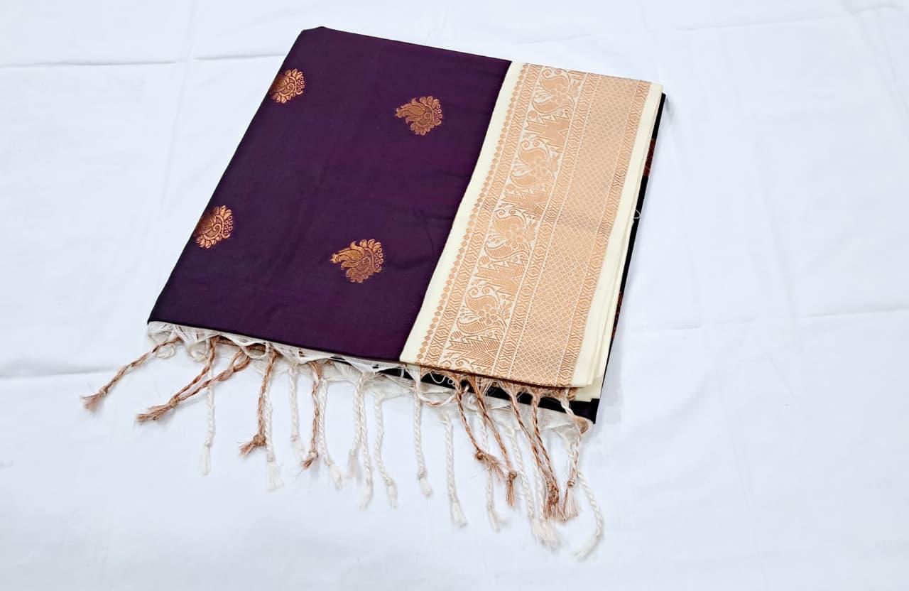 Dark Purple Kanchi Soft Silk Saree