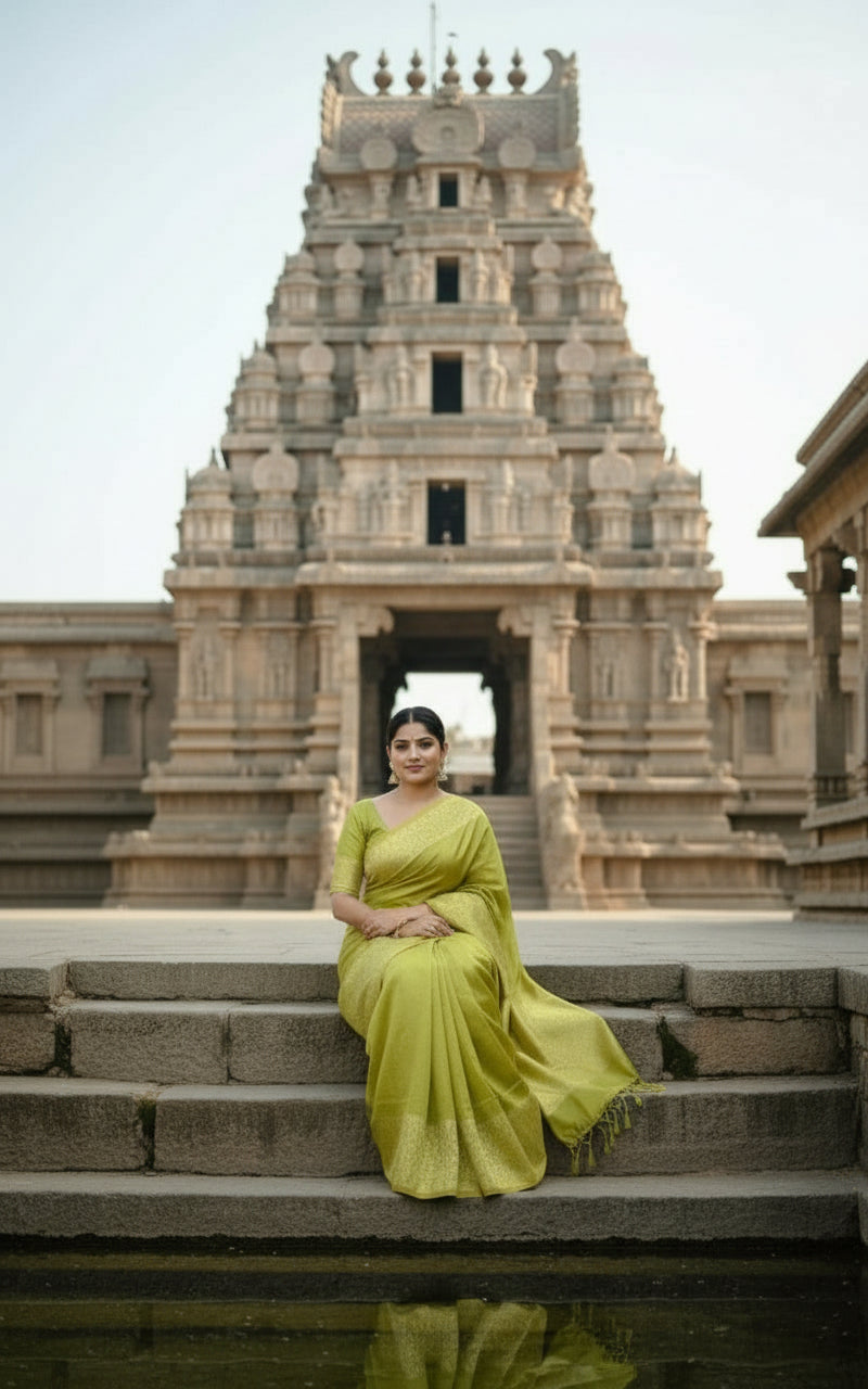 Elegant Green Raw Silk Saree