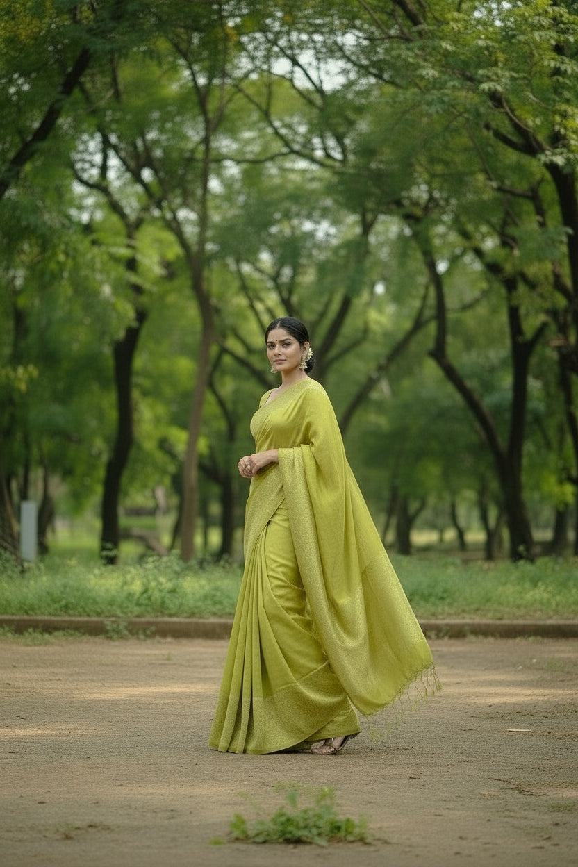 Elegant Green Raw Silk Saree