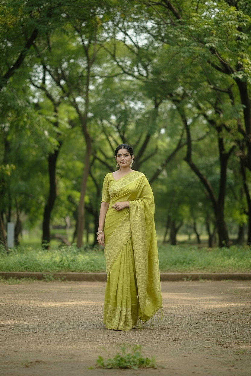 Elegant Green Raw Silk Saree