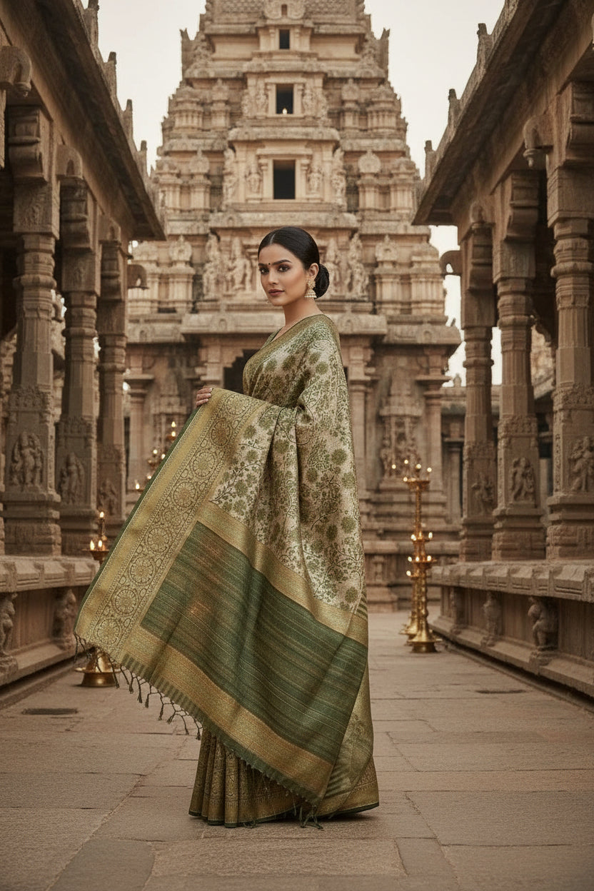 Green Tussar Saree