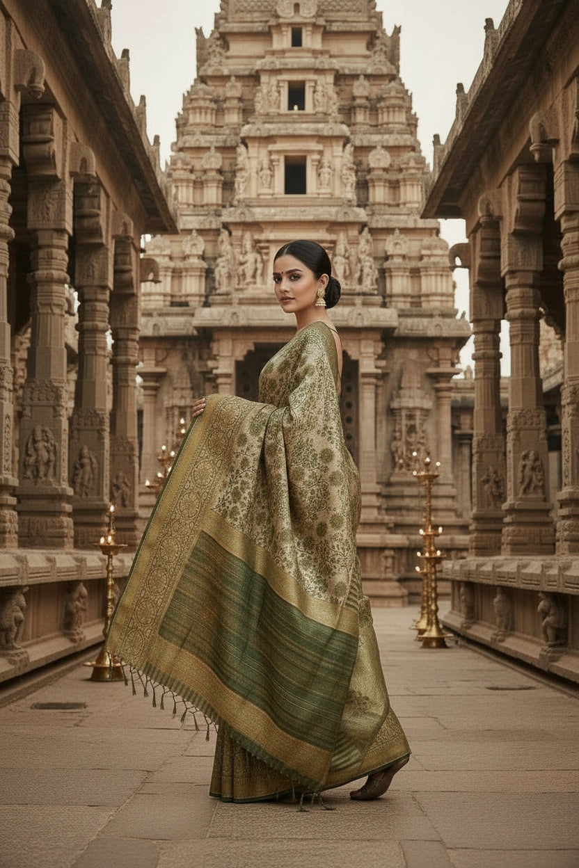 Green Tussar Saree
