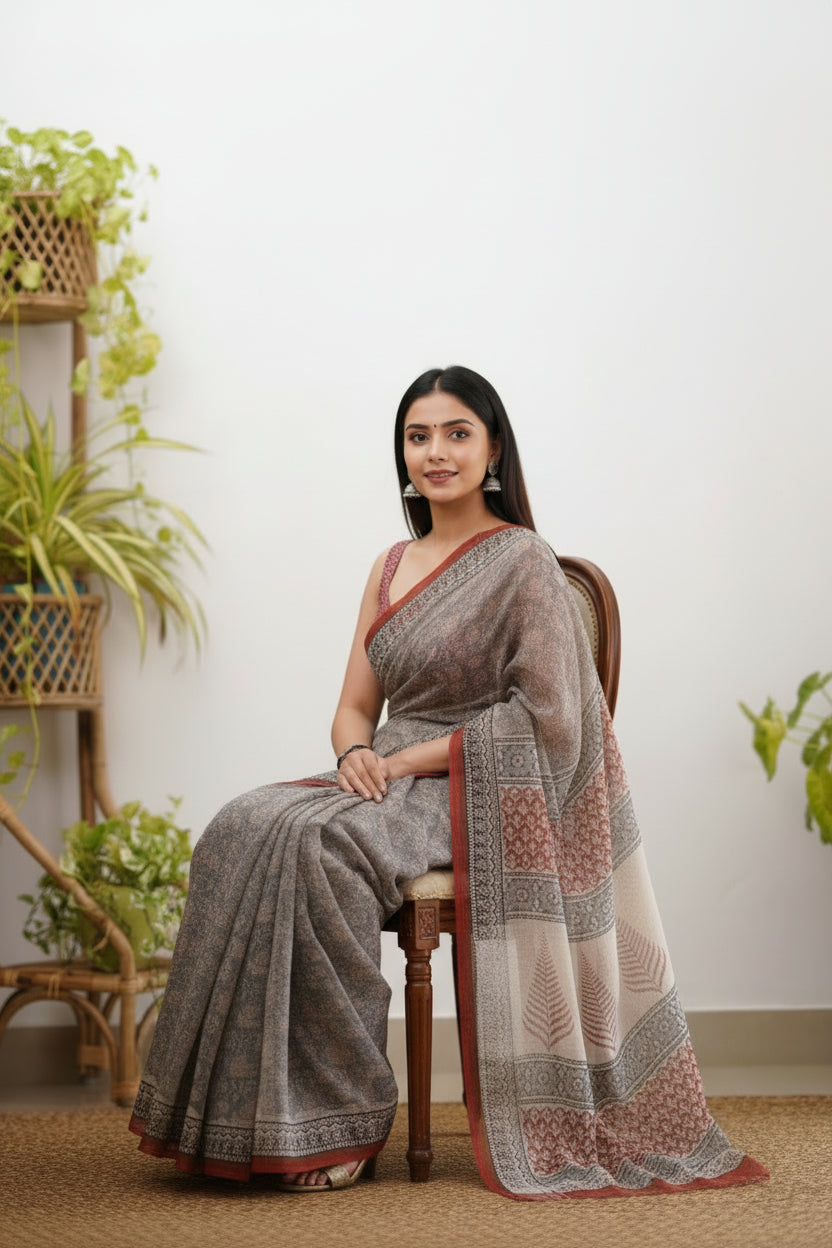 Grey Kota Saree
