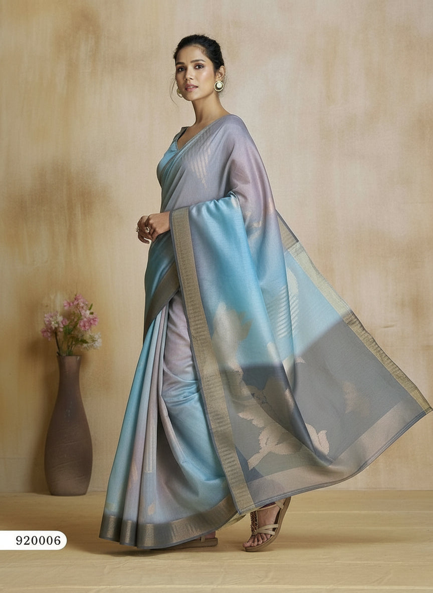 Grey Organza Saree