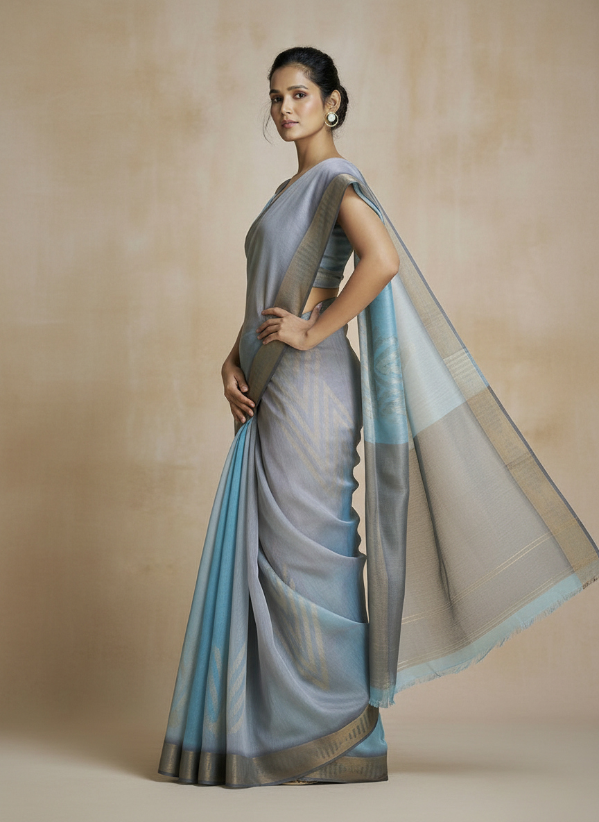 Grey Organza Saree