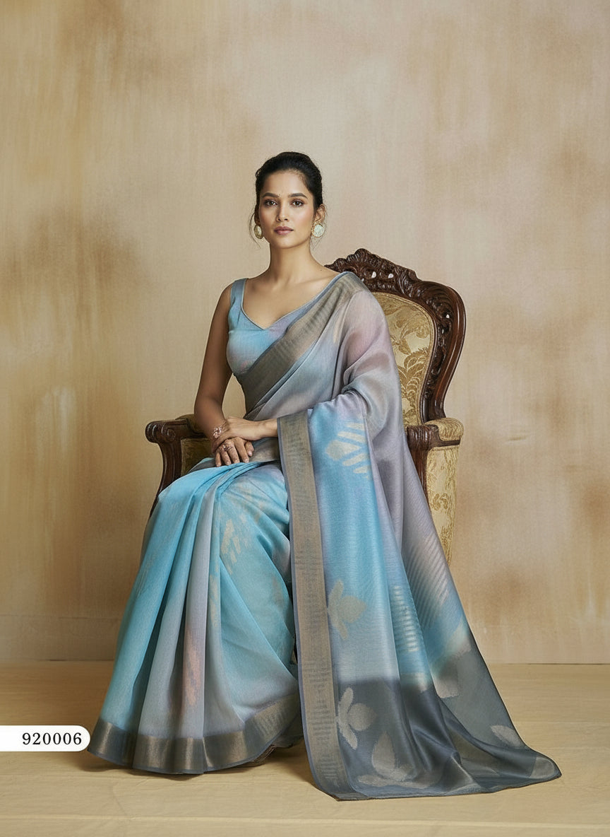 Grey Organza Saree