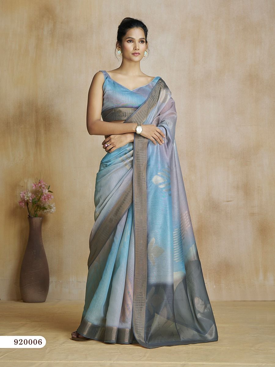 Grey Organza Saree