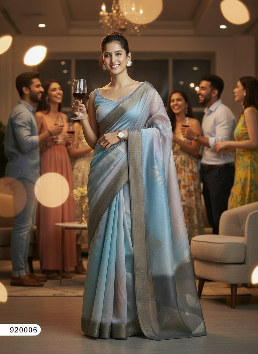 Grey Organza Saree