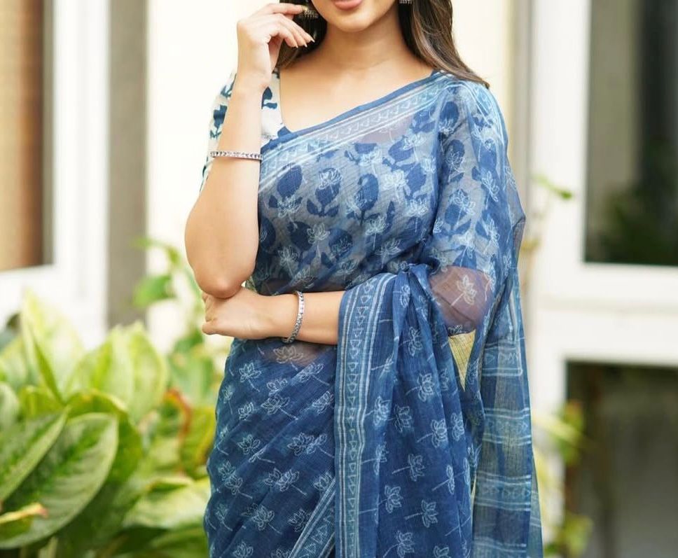 Ink Blue Kota Saree