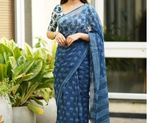Ink Blue Kota Saree