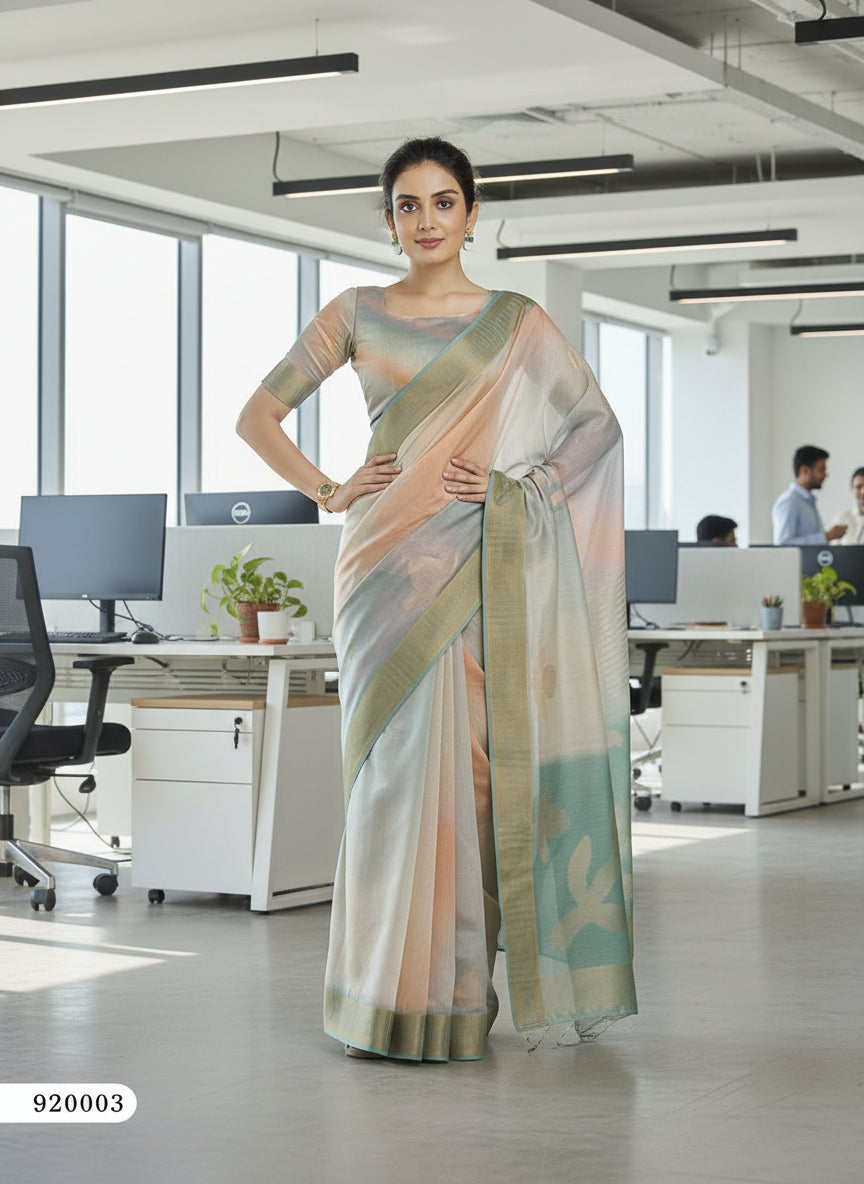 Ivory Organza Saree