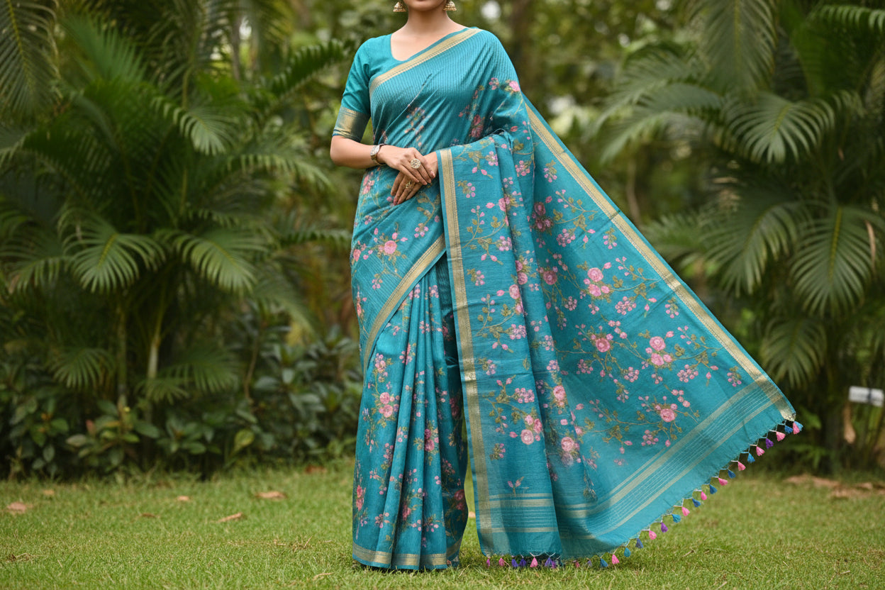 Kota Banarasee Blue Saree