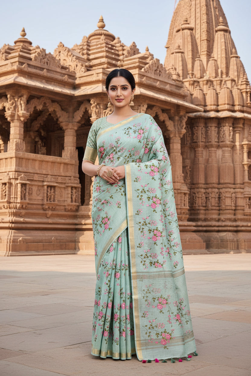Kota Banarasee Light Blue Saree