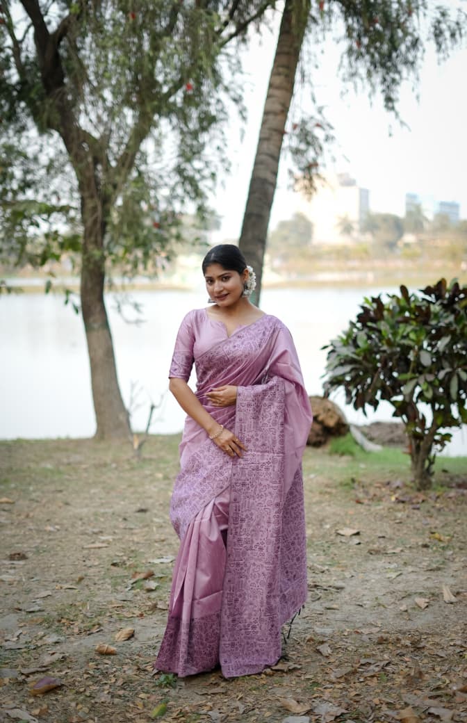 Lavendar Raw Silk Saree