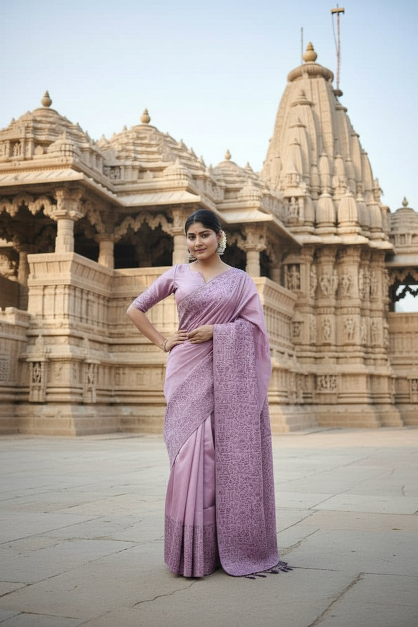 Lavendar Raw Silk Saree