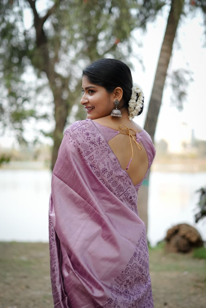 Lavendar Raw Silk Saree