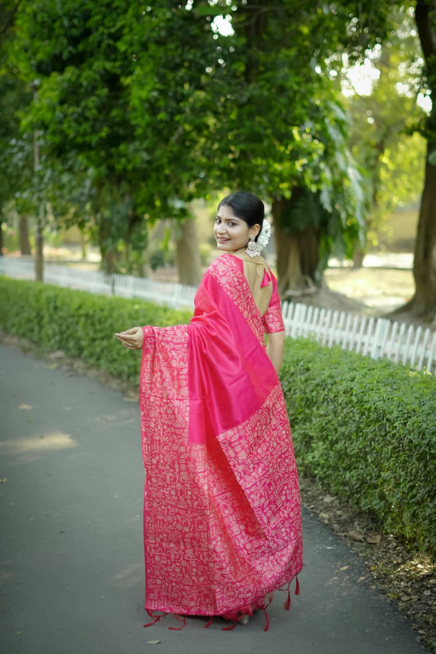 Light Pink Raw Silk Saree