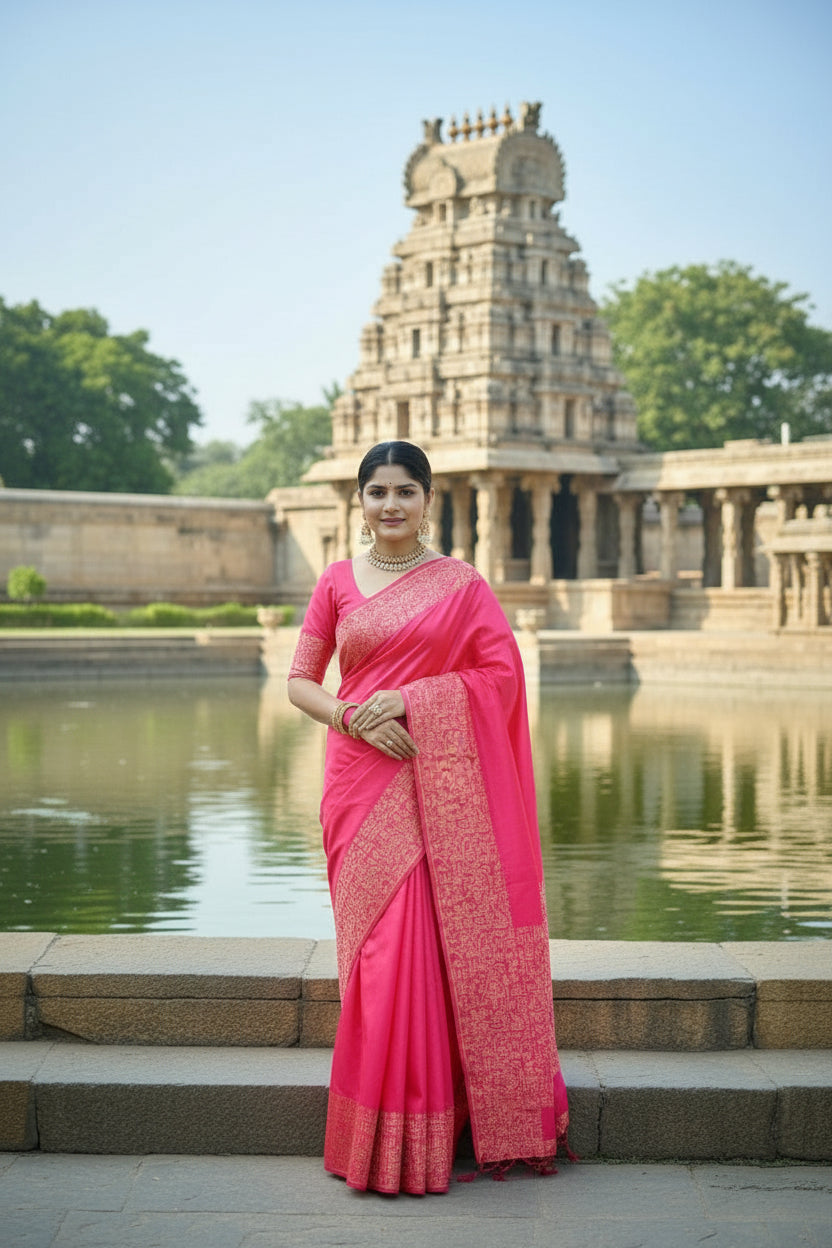 Light Pink Raw Silk Saree
