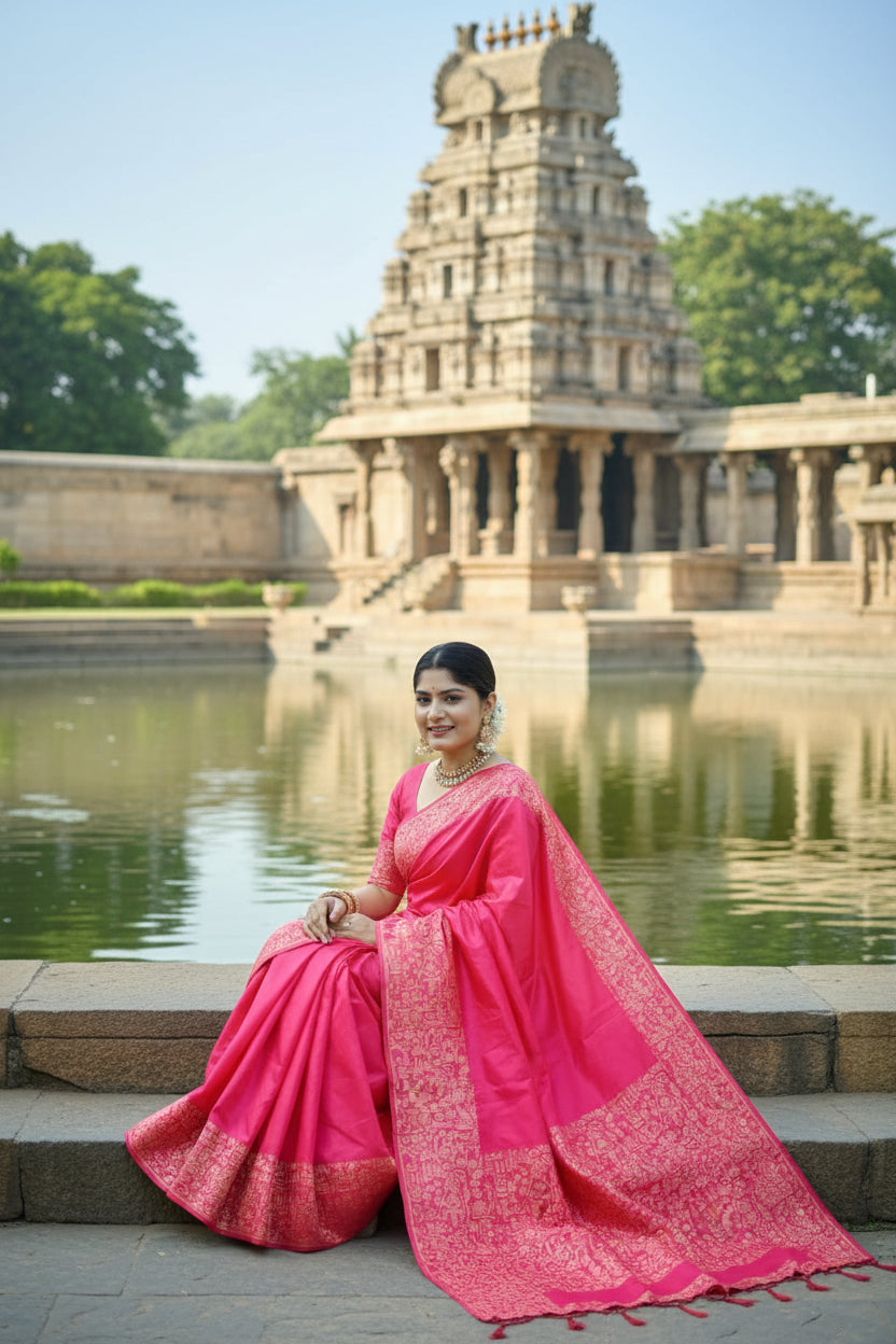 Light Pink Raw Silk Saree