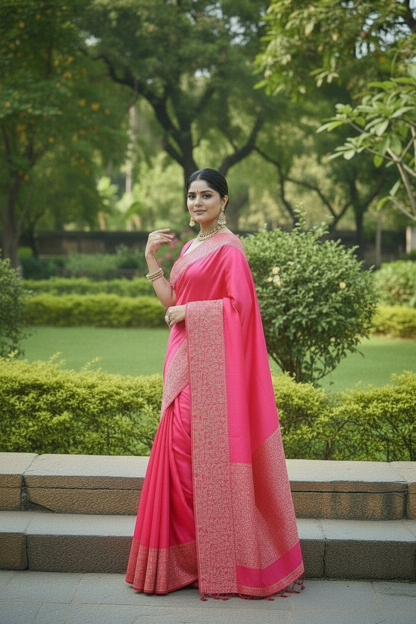 Light Pink Raw Silk Saree