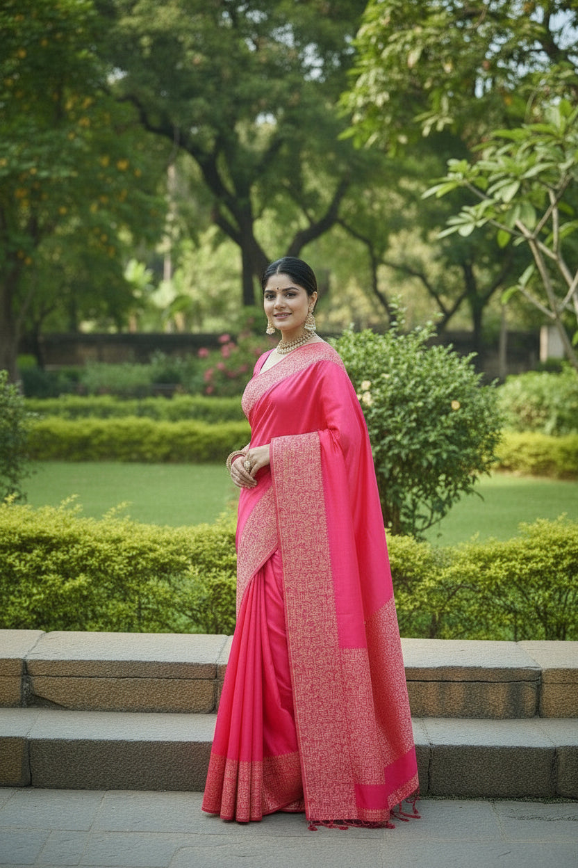 Light Pink Raw Silk Saree