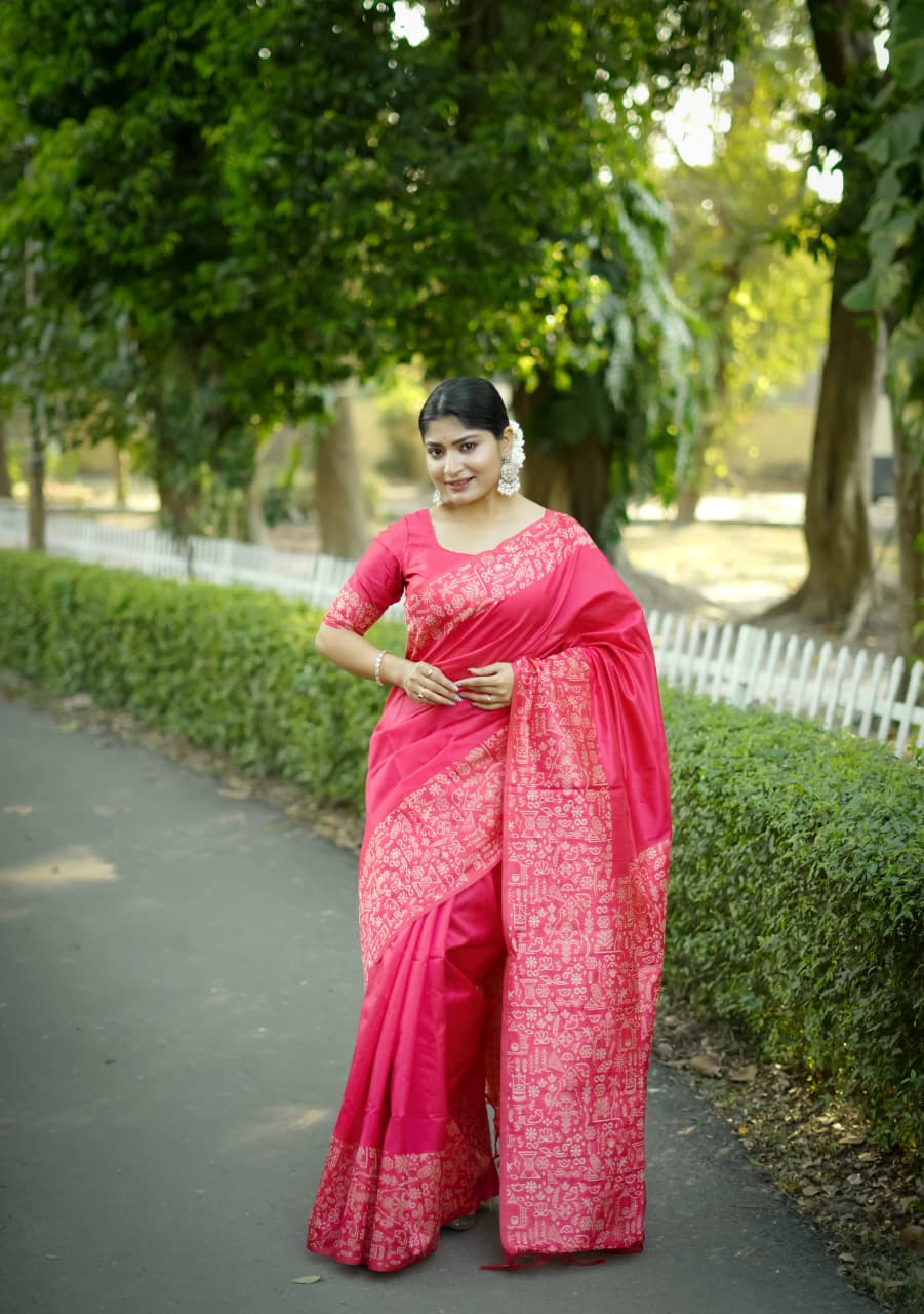 Light Pink Raw Silk Saree