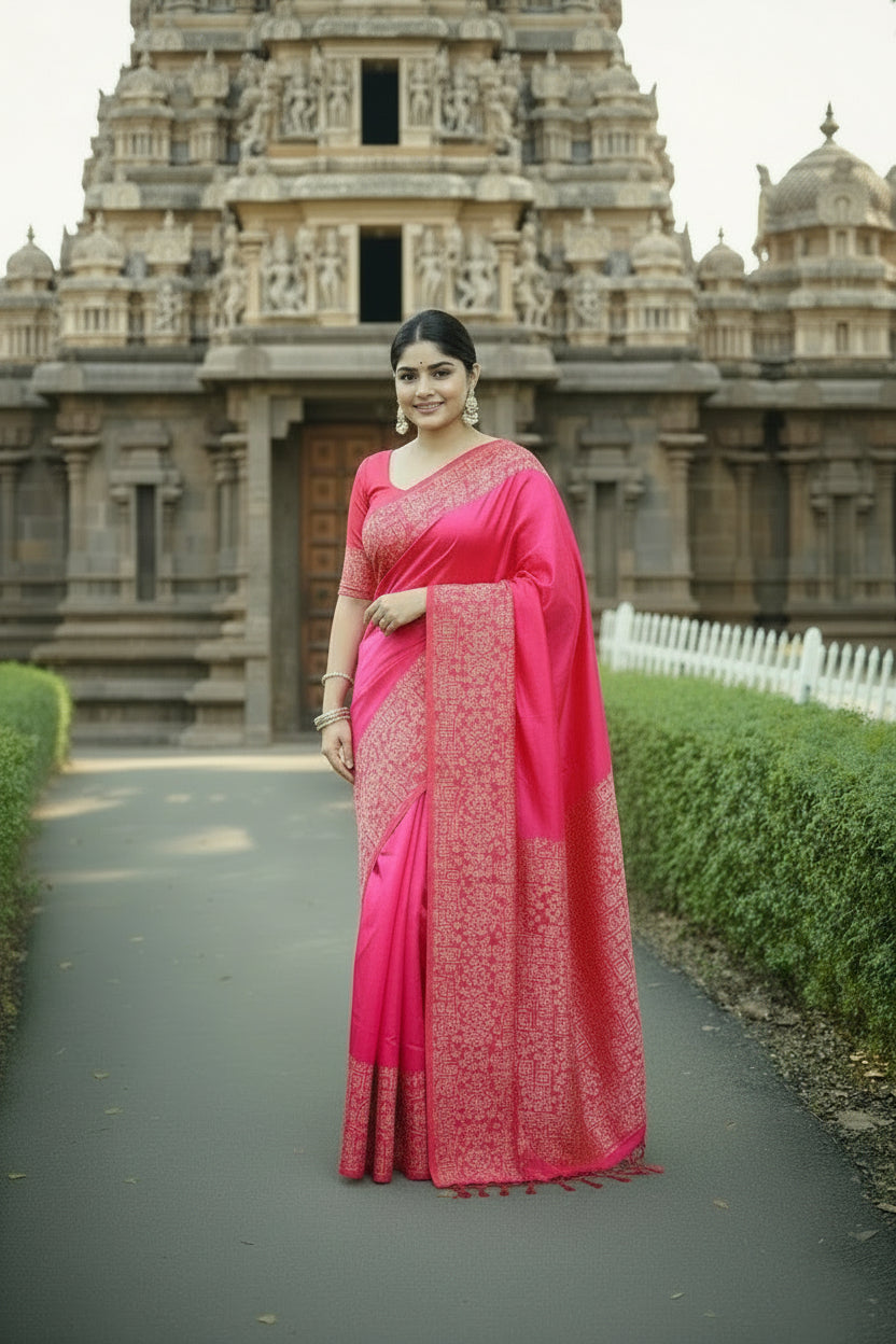 Light Pink Raw Silk Saree