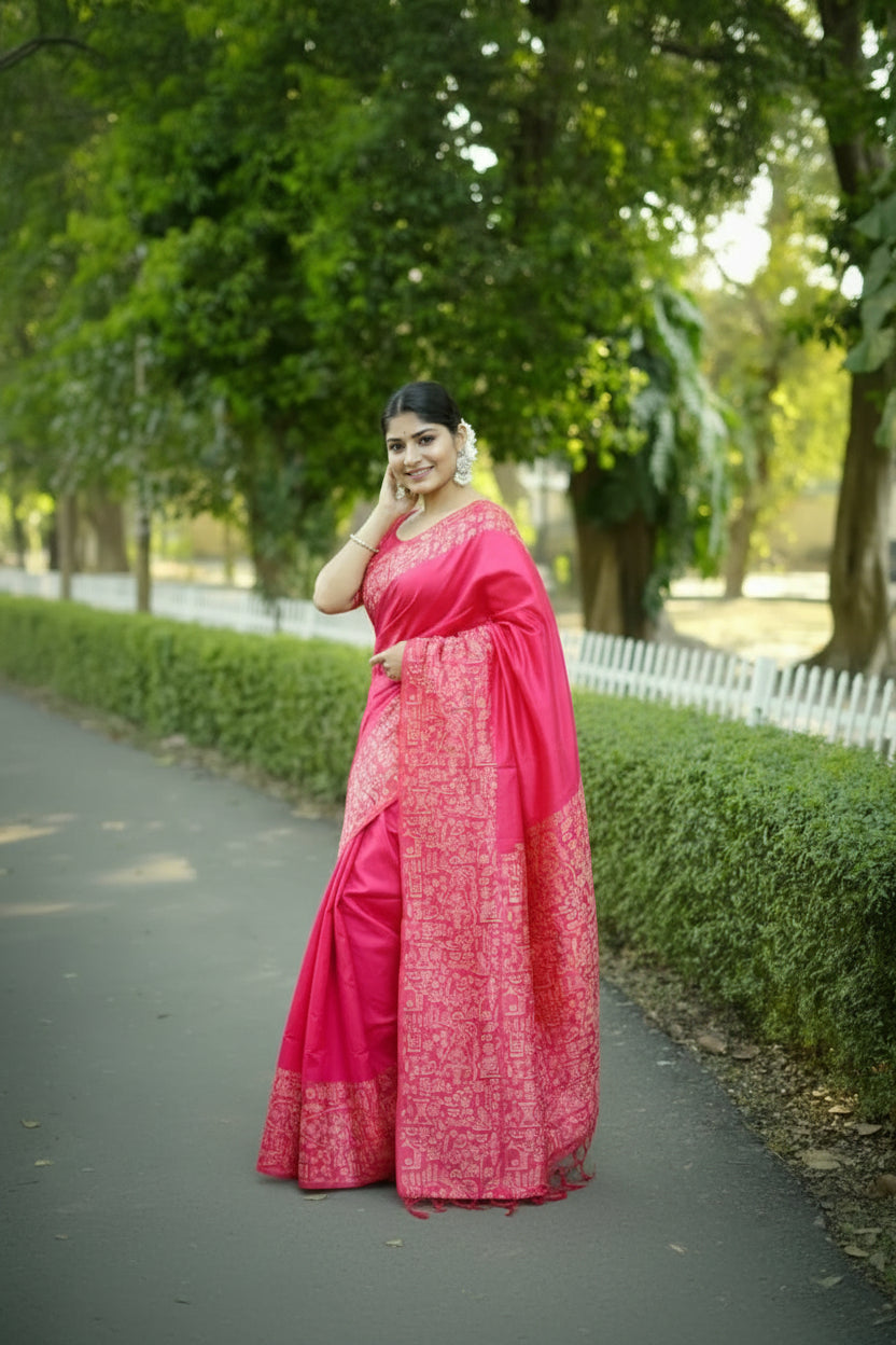 Light Pink Raw Silk Saree